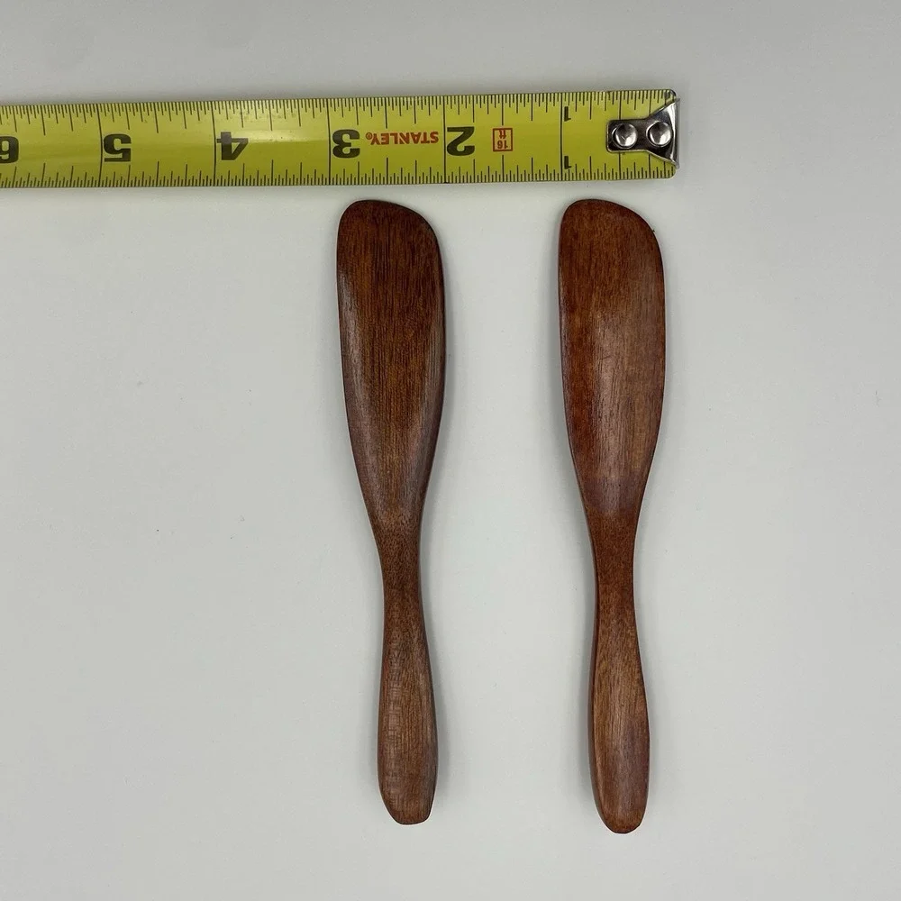 2‎ PCS Butter Knife Jam Cheese Spreader Cake Decorating Tools Wood Easy Clean